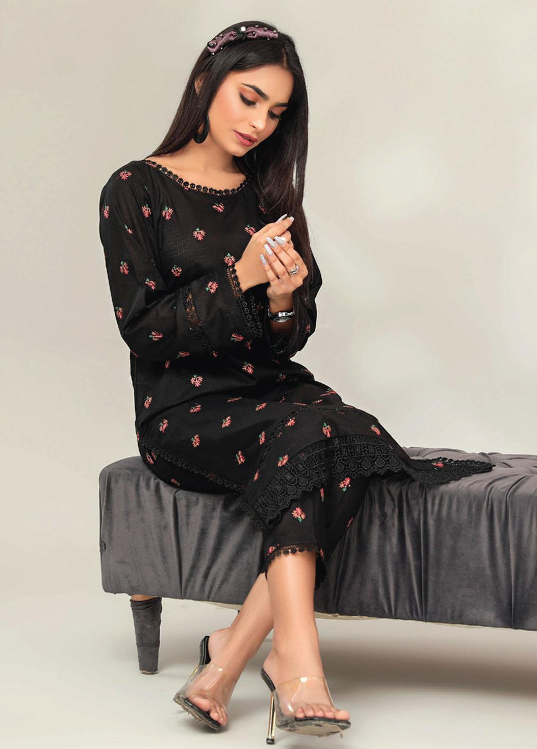 Basics By Aalaya Embroidered Lawn Suits Unstitched 2 Piece ALY23BE D-02 - Summer Collection