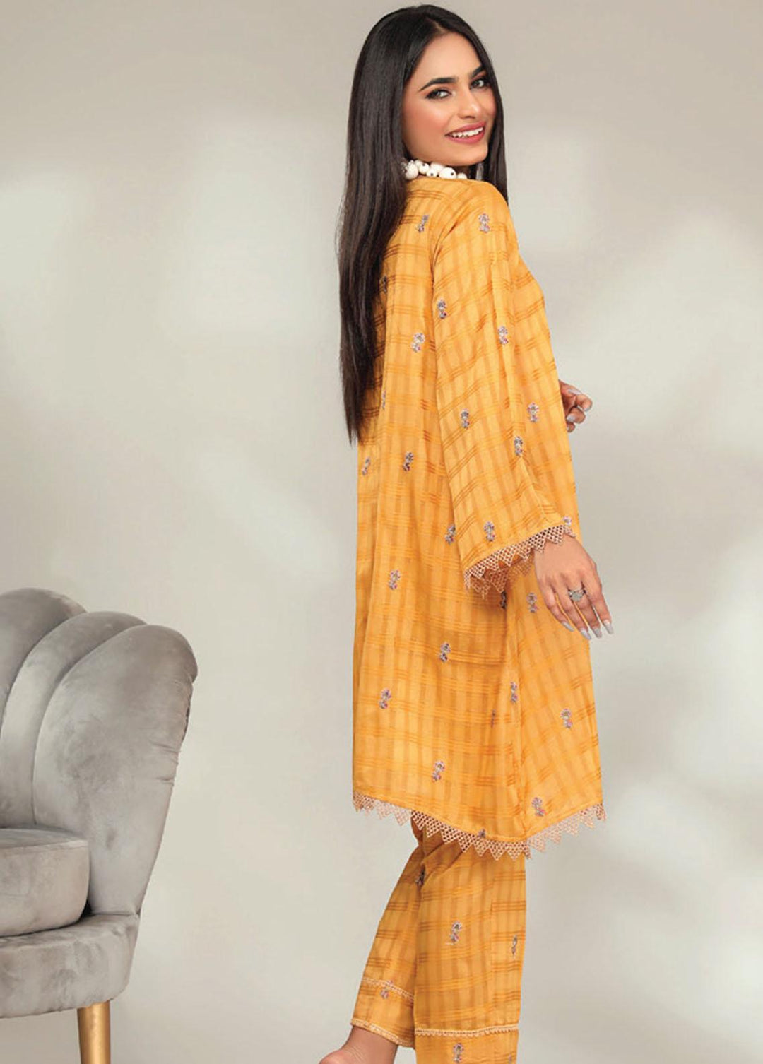 Basics By Aalaya Embroidered Lawn Suits Unstitched 2 Piece ALY23BE D-07 - Summer Collection