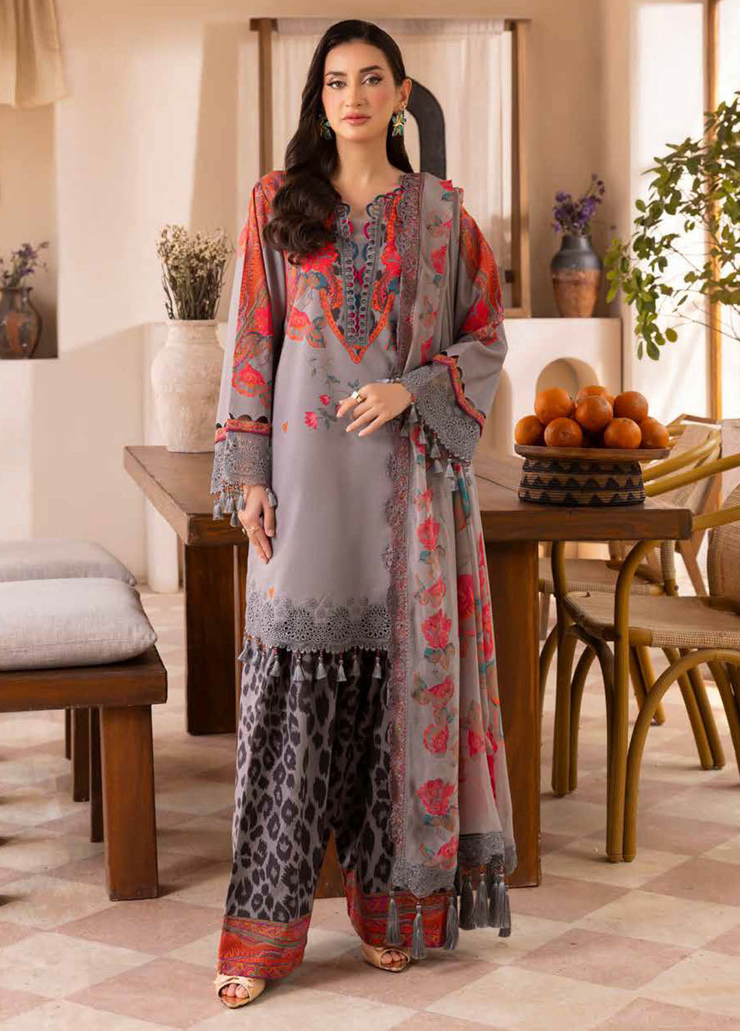Basics by Charizma Embroidered Lawn Suits Unstitched 3 Piece CRZ25BL CB5-04 - Summer Collection