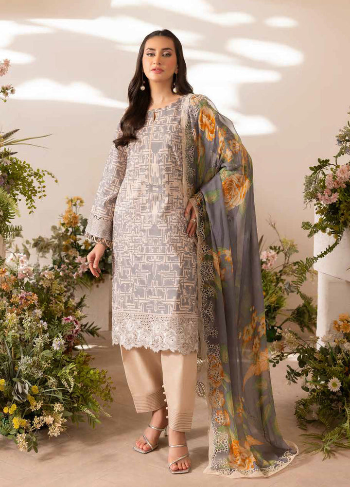 Basics by Charizma Embroidered Lawn Suits Unstitched 3 Piece CRZ25BL CB5-07 - Summer Collection