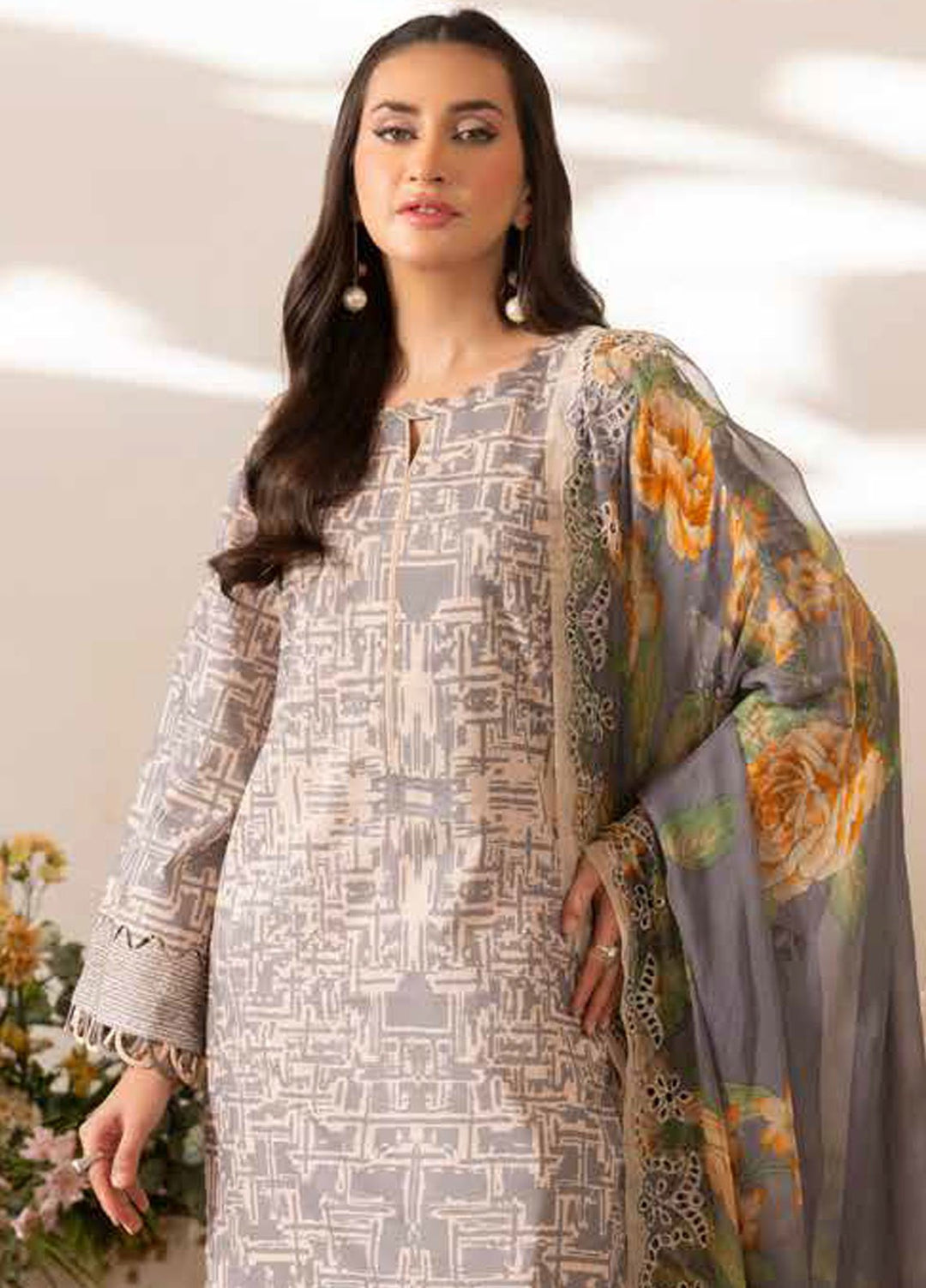 Basics by Charizma Embroidered Lawn Suits Unstitched 3 Piece CRZ25BL CB5-07 - Summer Collection