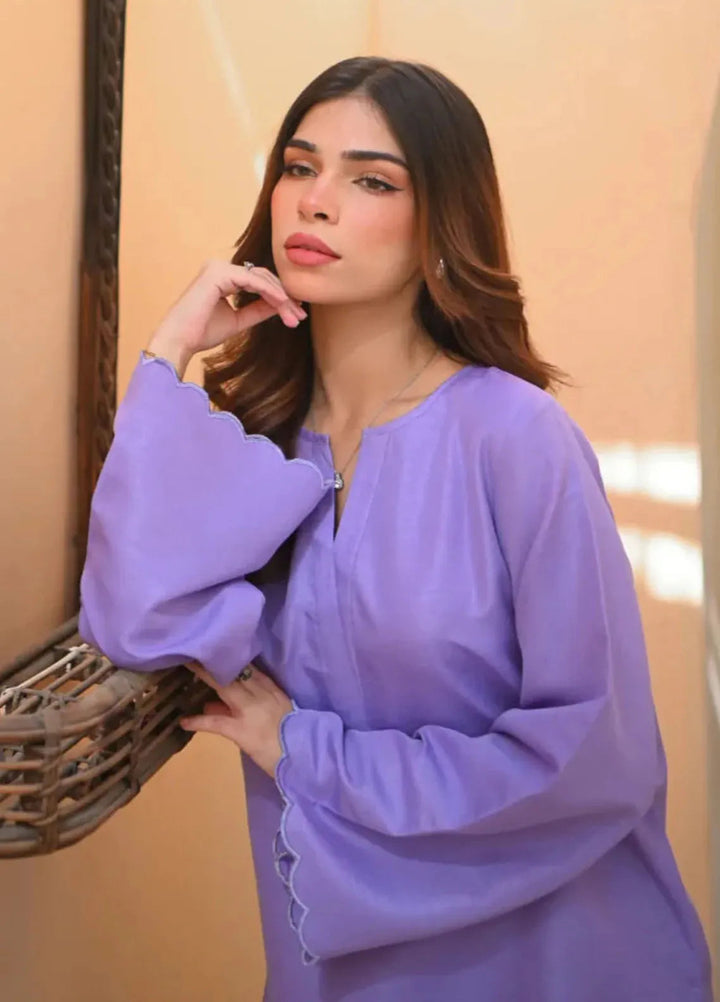 Basics by Zauk Pret Solid Raw Silk 2 Piece Suit Orchid