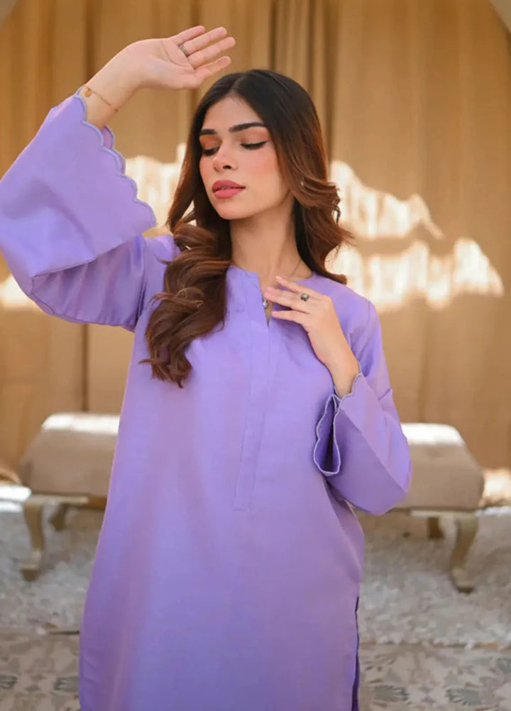 Basics by Zauk Pret Solid Raw Silk 2 Piece Suit Orchid