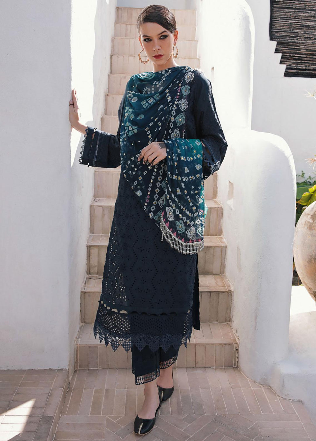 Bazaar By Nureh Embroidered Chikankari Suits Unstitched 3 Piece NU23CK NDS-85 - Summer Collection