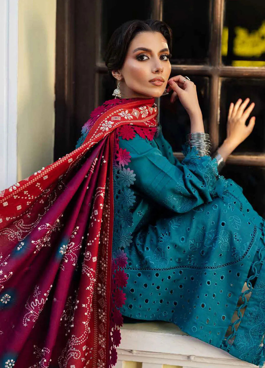 Bazaar By Nureh Embroidered Chikankari Khaddar Suit Unstitched 4 Piece Suit NU24CW NE-112 - Winter Collection