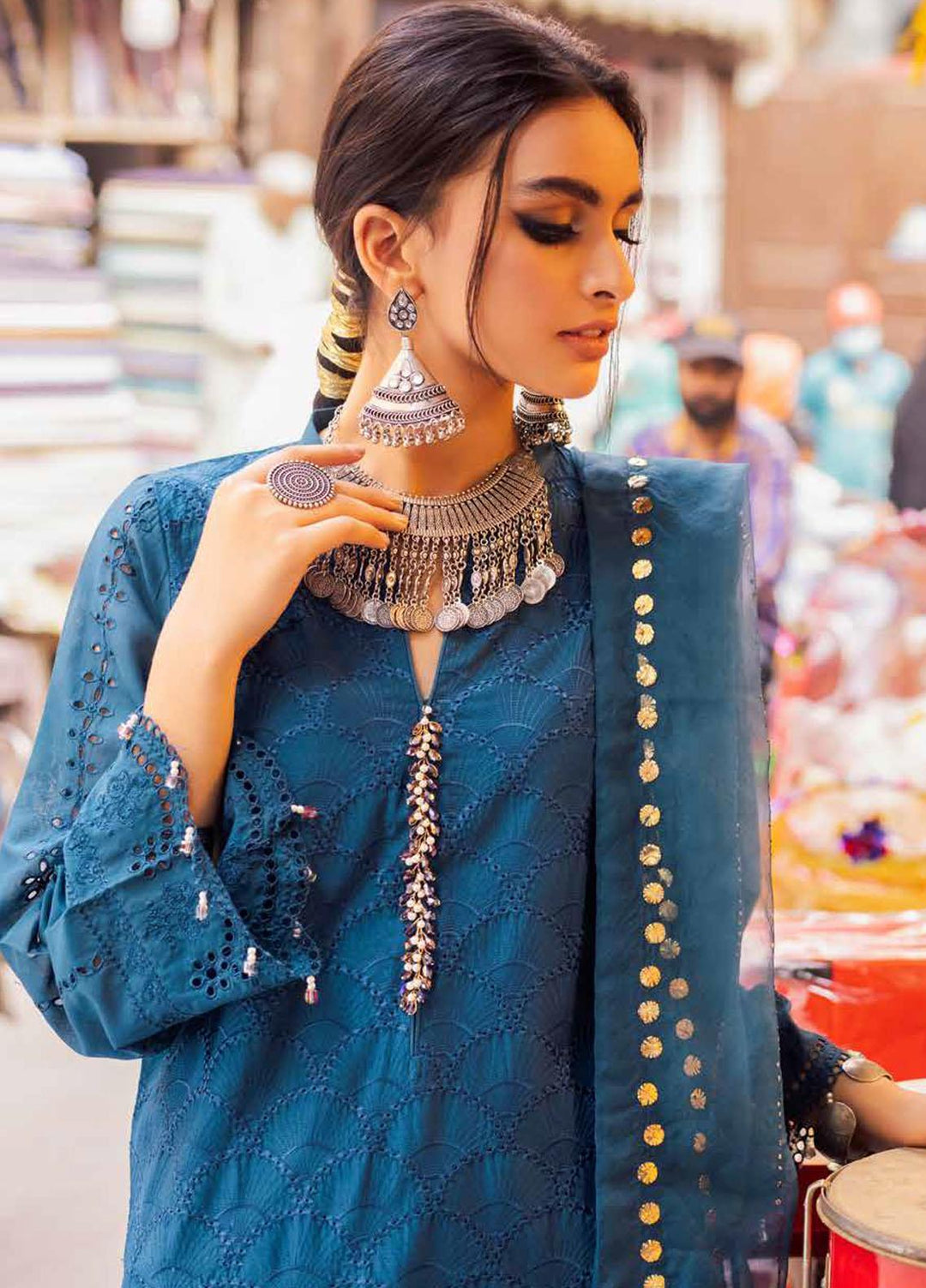 Bazaar By Nureh Embroidered Lawn Suits Unstitched 3 Piece NU22B NS-46 - Festive Collection