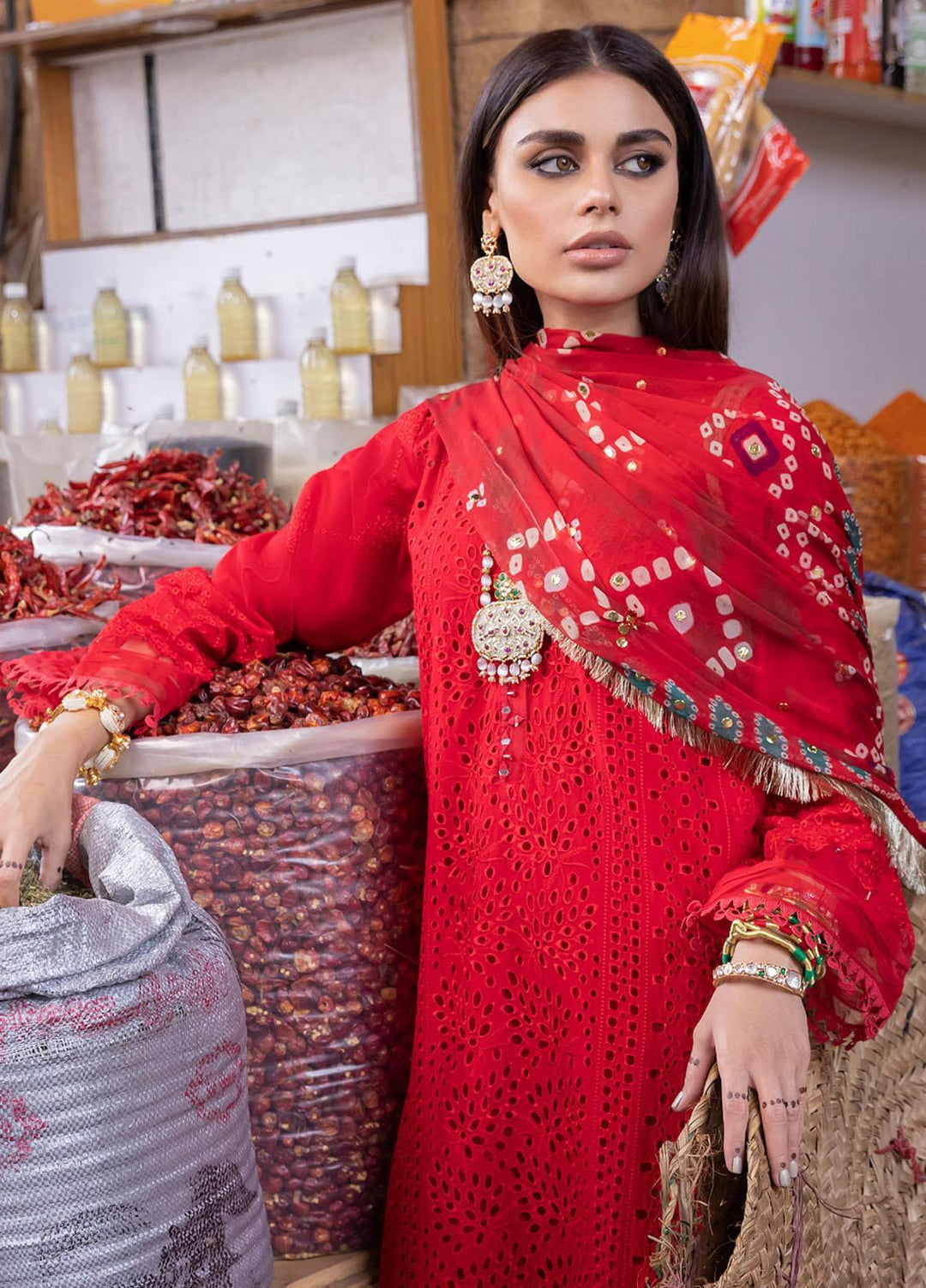 Bazaar By Nureh Embroidered Chikankari Lawn Suits Unstitched 3 Piece NU23CM NDS-86 - Festive Collection