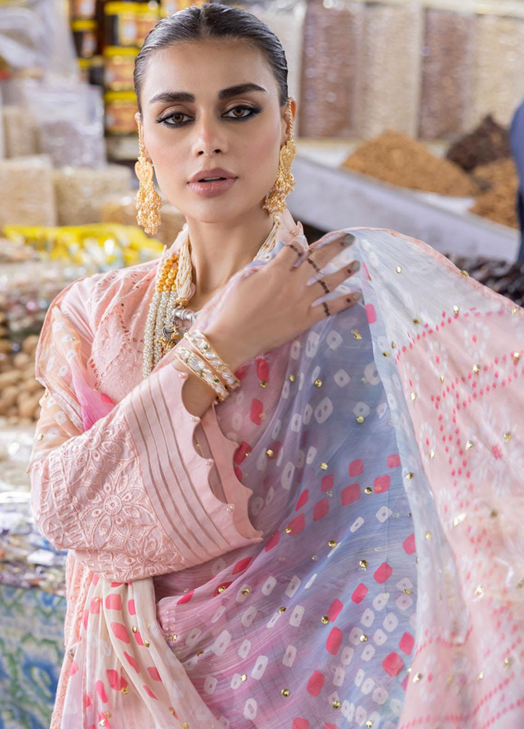 Bazaar By Nureh Embroidered Chikankari Lawn Suits Unstitched 3 Piece NU23CM NDS-88 - Festive Collection