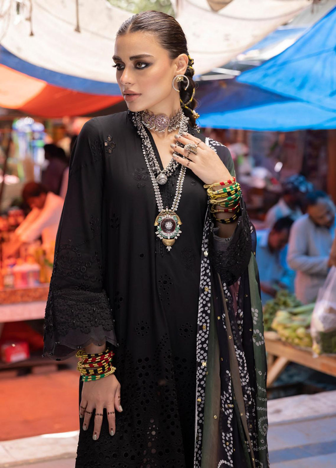 Bazaar By Nureh Embroidered Chikankari Lawn Suits Unstitched 3 Piece NU23CM NDS-89 - Festive Collection