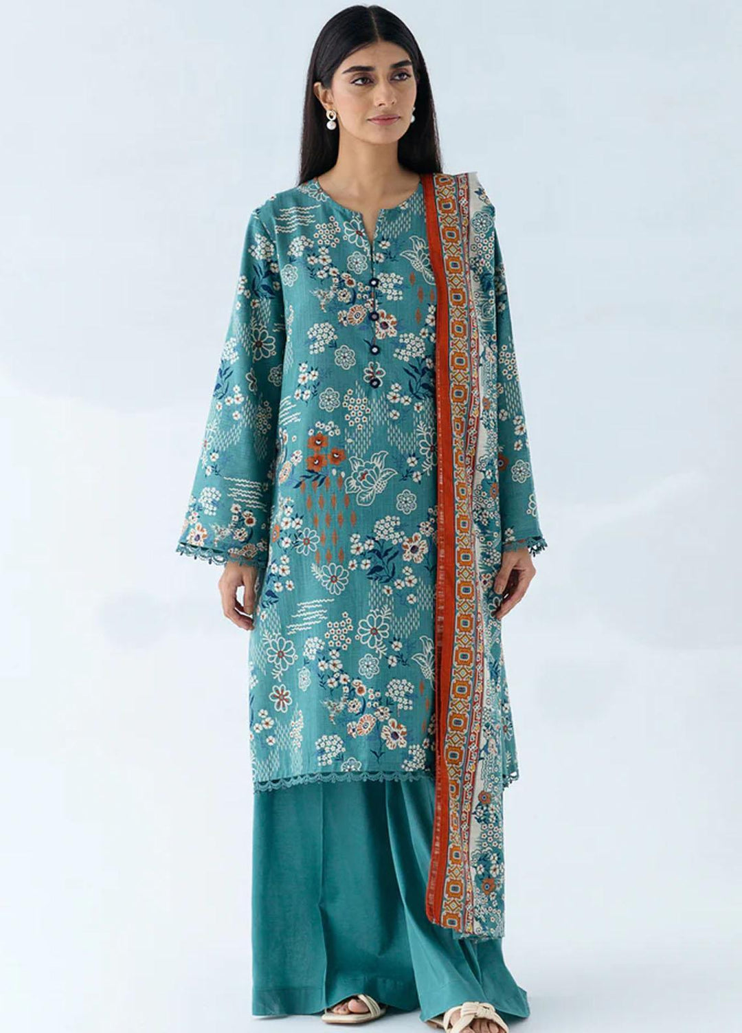 Beechtree Printed Khaddar Suits Unstitched 2 Piece BT23UF BT1W23U16 Sylvan - Formal Collection