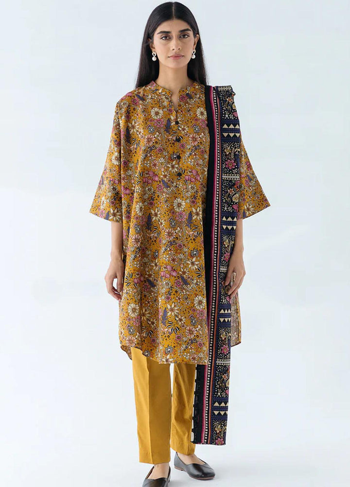 Beechtree Printed Khaddar Suits Unstitched 2 Piece BT23UF BT1W23U18 Amber Glow - Formal Collection