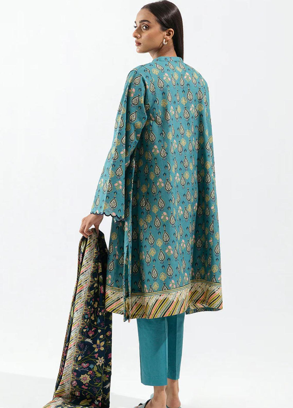Beechtree Printed Khaddar Suits Unstitched 2 Piece BT23UF BT1W23U20 Cerulean Glow - Formal Collection