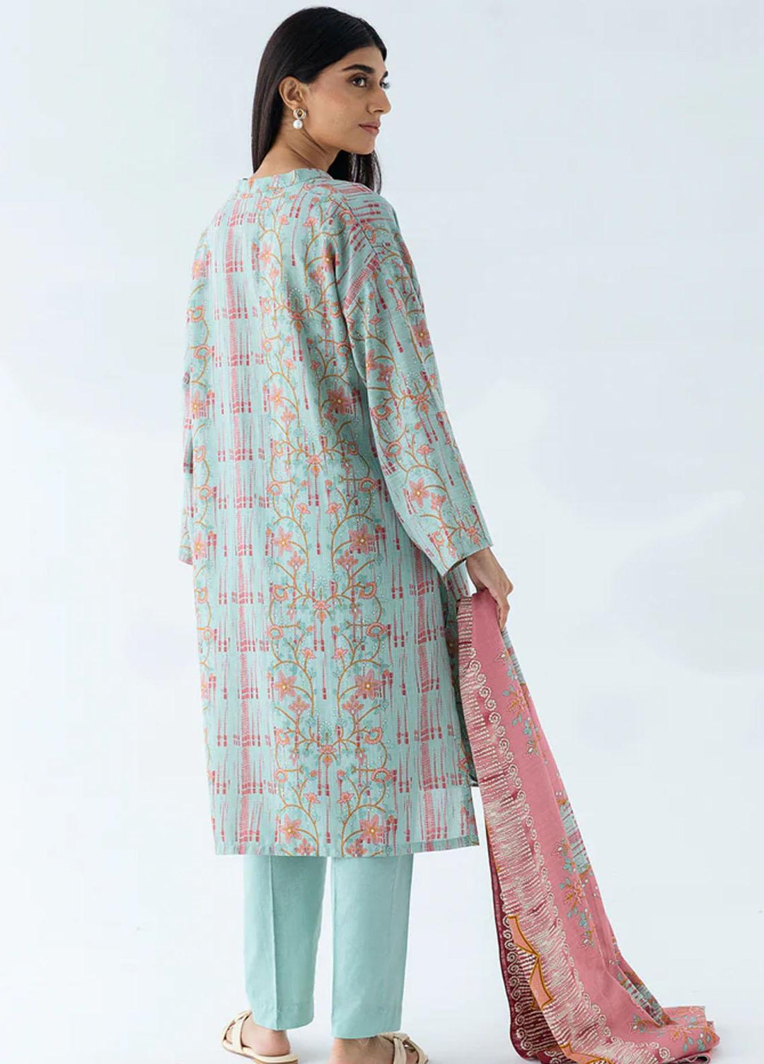 Beechtree Printed Khaddar Suits Unstitched 2 Piece BT23UF BT1W23U21 Candy Floss - Formal Collection
