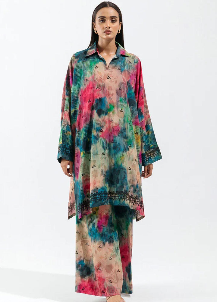 Beechtree Printed Linen Suits Unstitched 2 Piece BT23UF BT1W23U40 Retro Glint - Formal Collection