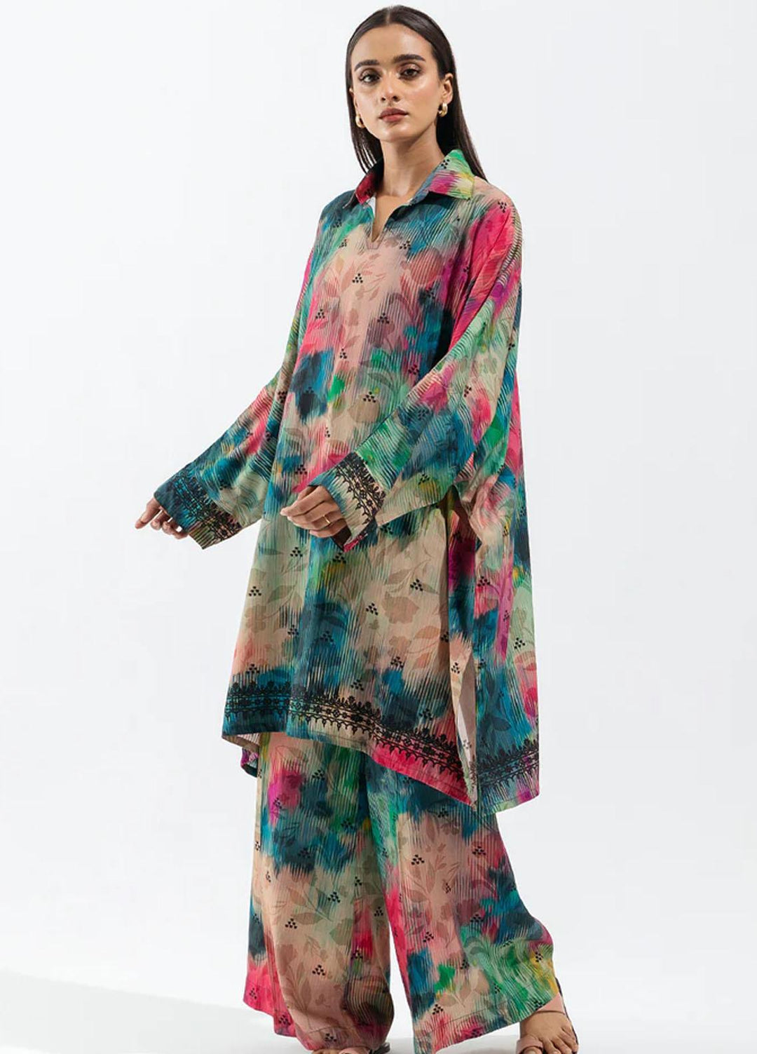 Beechtree Printed Linen Suits Unstitched 2 Piece BT23UF BT1W23U40 Retro Glint - Formal Collection