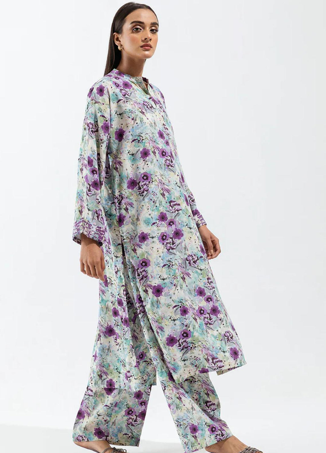Beechtree Printed Linen Suits Unstitched 2 Piece BT23UF BT1W23U43 Subtle Allure - Formal Collection