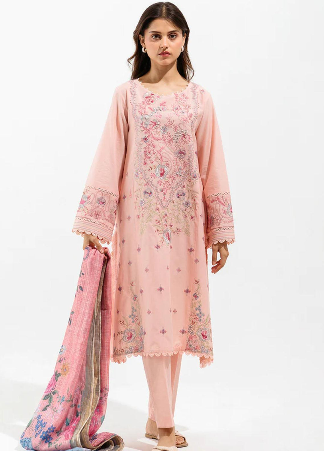 Beechtree Embroidered Lawn Suits Unstitched 2 Piece BT23US BT3S23U71 Heather Peach - Summer Collection