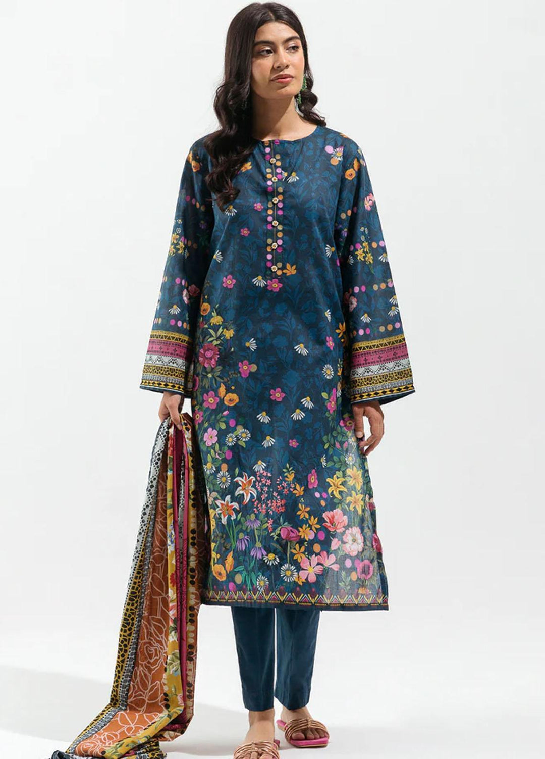 Beechtree Embroidered Lawn Suits Unstitched 3 Piece BT23US BT5S23U44 Vivid Orchid - Summer Collection