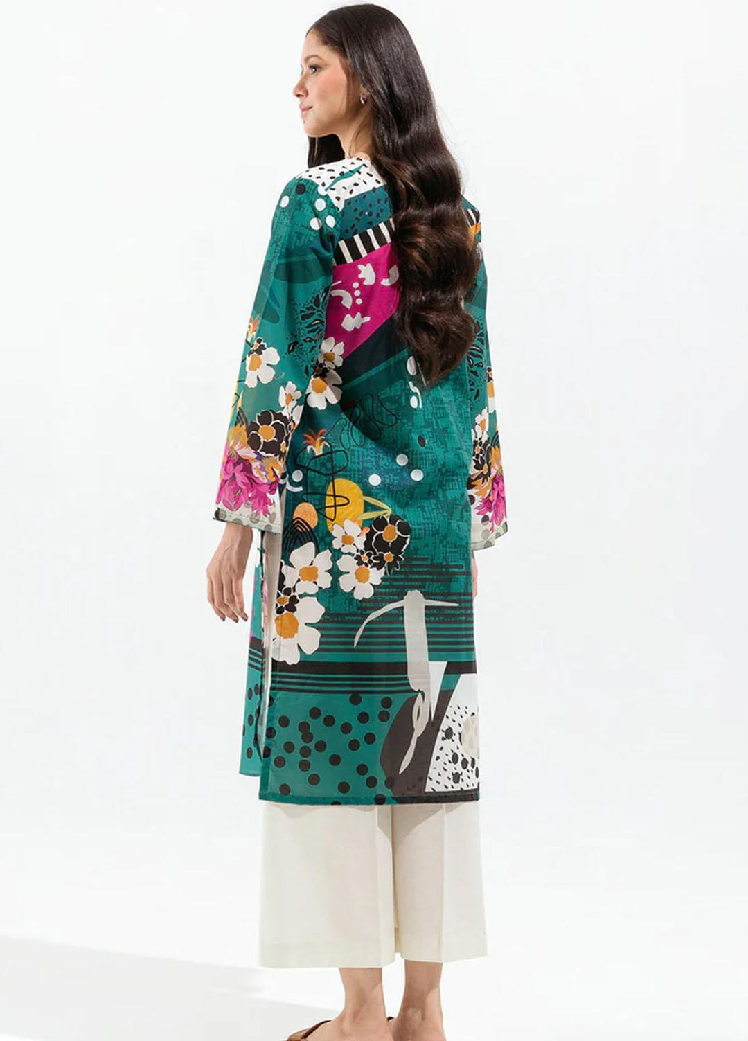 Beechtree Embroidered Lawn  Unstitched Kurties BT23US BT5S23U101 Teal Illustration - Summer Collection