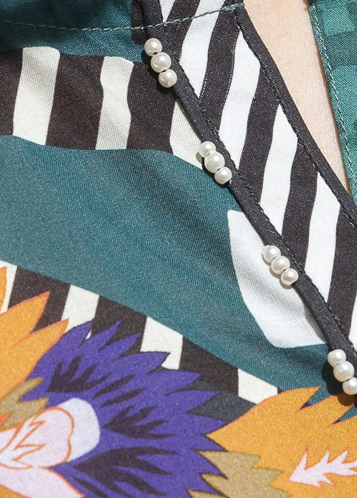 Beechtree Embroidered Lawn  Unstitched Kurties BT23US BT5S23U101 Teal Illustration - Summer Collection