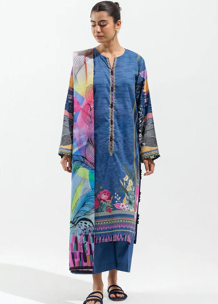 Beechtree Embroidered Lawn Suits Unstitched 3 Piece BT23US BT5S23U105 Midnight Orchid - Summer Collection