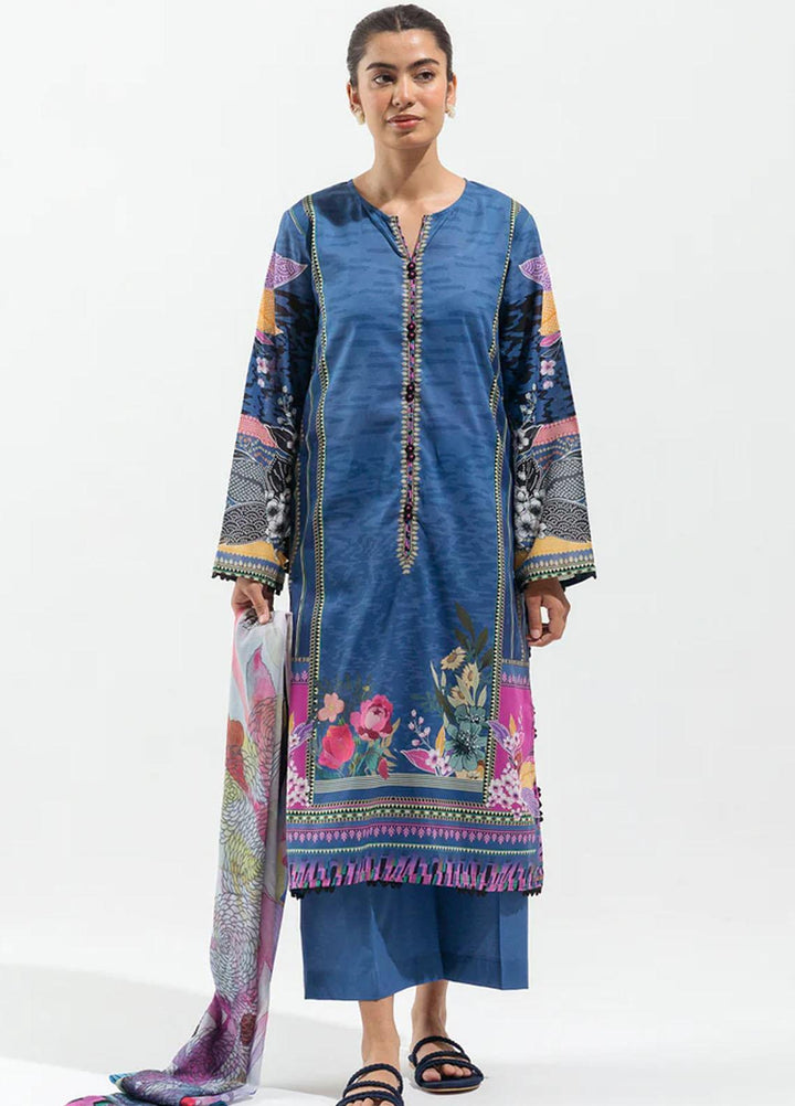 Beechtree Embroidered Lawn Suits Unstitched 3 Piece BT23US BT5S23U105 Midnight Orchid - Summer Collection
