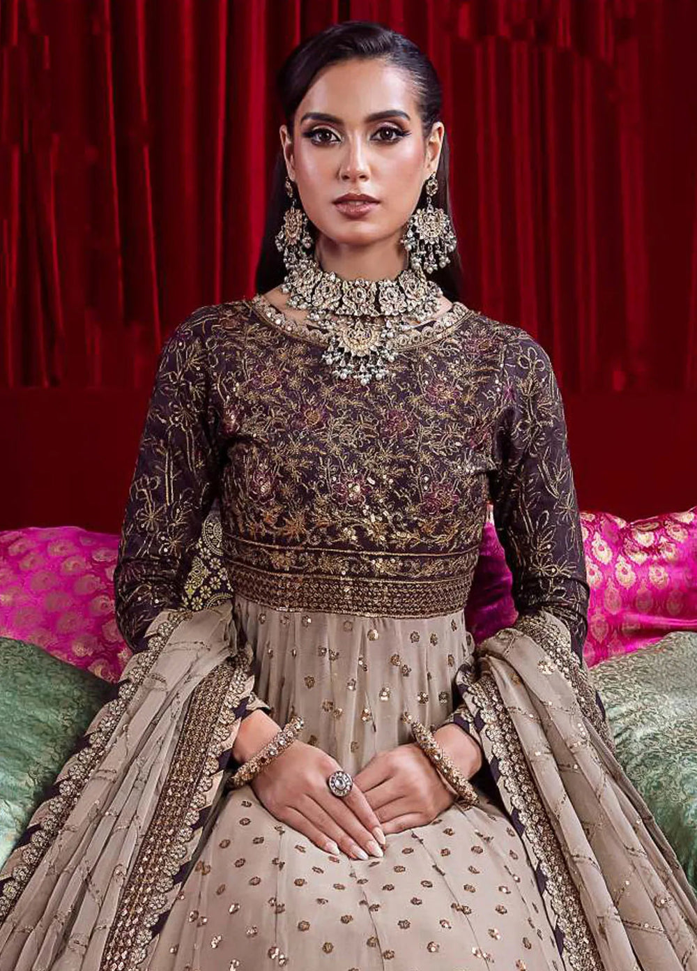 Bekhudi By Asim Jofa Embroidered Cotton Silk Unstitched Suit 3 Piece AJ23B AJBK-05 - Luxury Collection