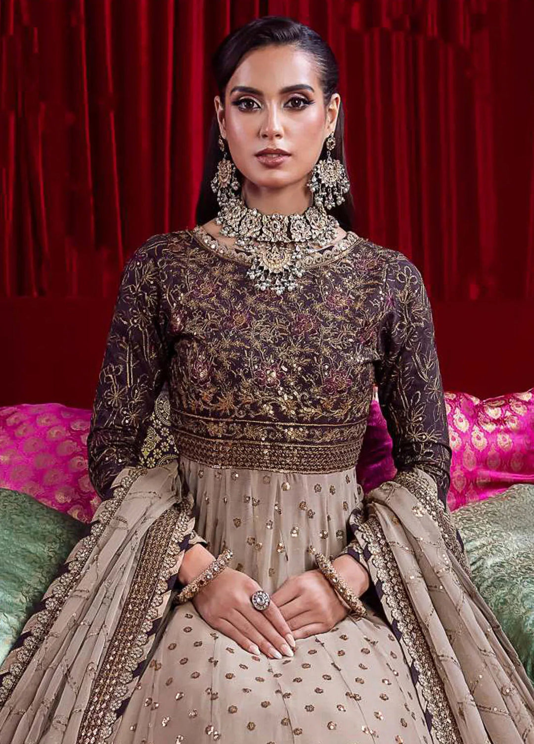 Bekhudi By Asim Jofa Embroidered Cotton Silk Unstitched Suit 3 Piece AJ23B AJBK-05 - Luxury Collection