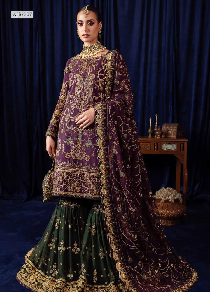 Bekhudi By Asim Jofa Embroidered Raw Silk Unstitched Suit 3 Piece AJ23B AJBK-07 - Luxury Collection
