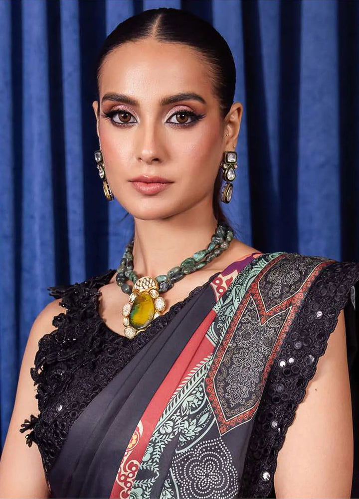 Bekhudi By Asim Jofa Embroidered Silk Saree Unstitched AJ23B AJBK-09 - Luxury Collection