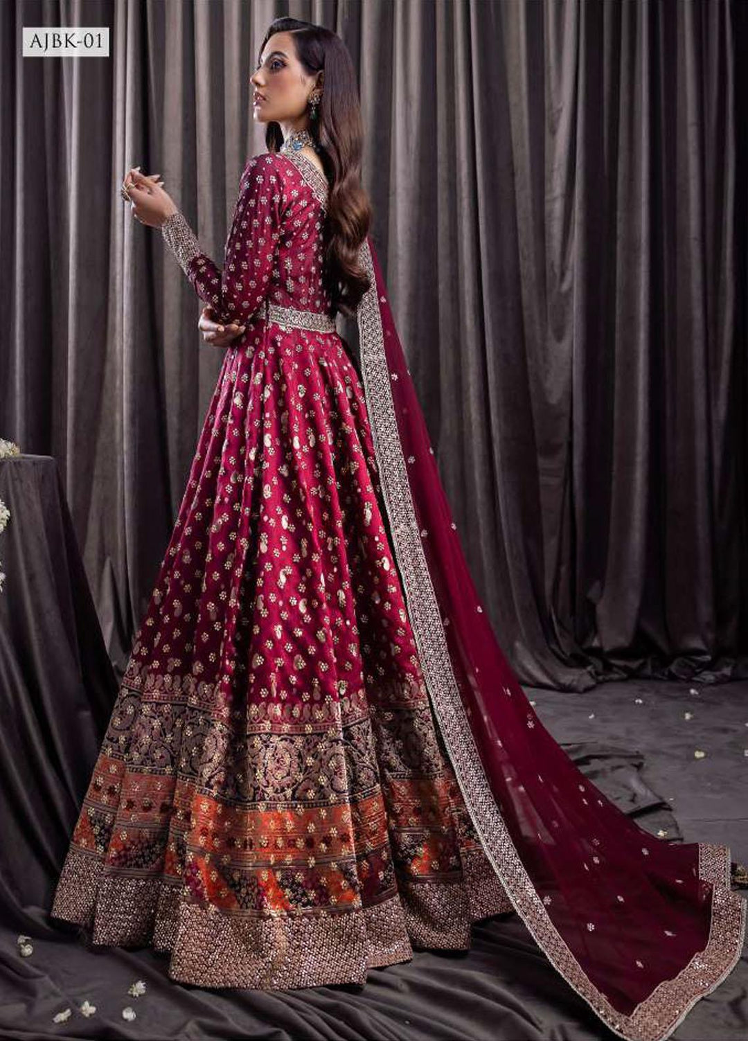 Bekhudi By Asim Jofa Embroidered Chiffon Suits Unstitched 3 Piece AJ23B AJBK-01 - Luxury Collection