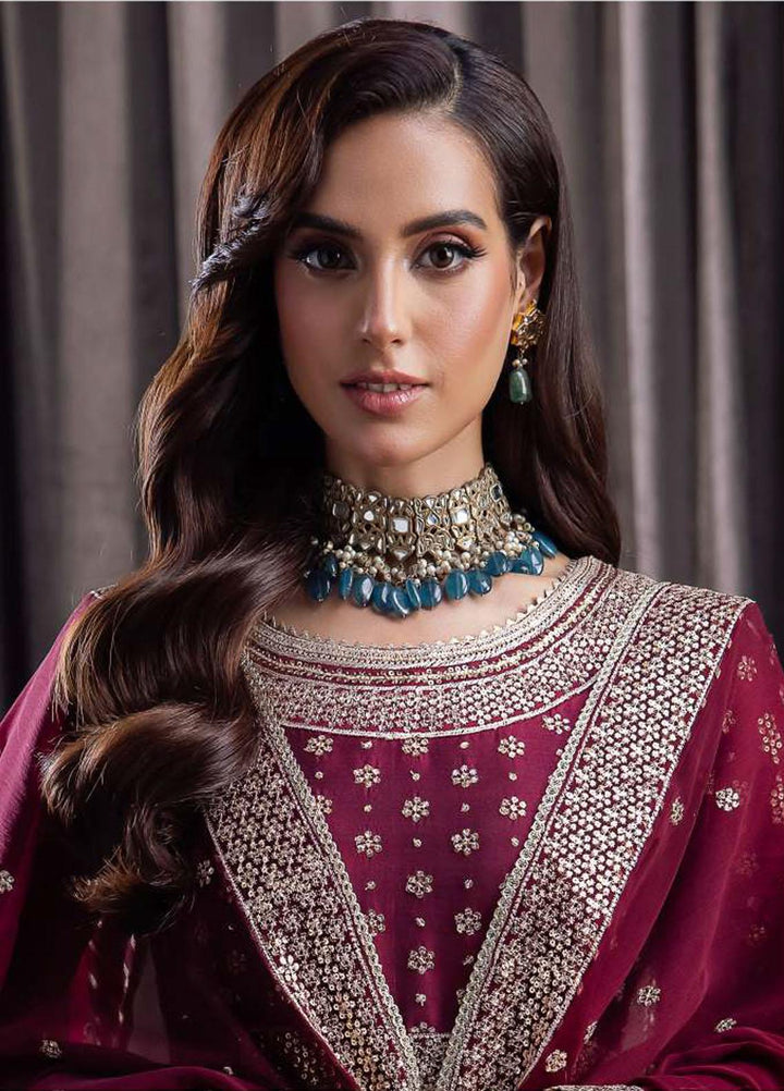 Bekhudi By Asim Jofa Embroidered Chiffon Suits Unstitched 3 Piece AJ23B AJBK-01 - Luxury Collection