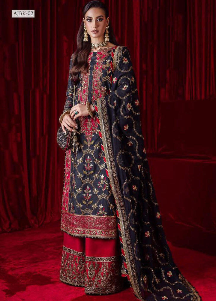 Bekhudi By Asim Jofa Embroidered Raw Silk Suits Unstitched 3 Piece AJ23B AJBK-02 - Luxury Collection