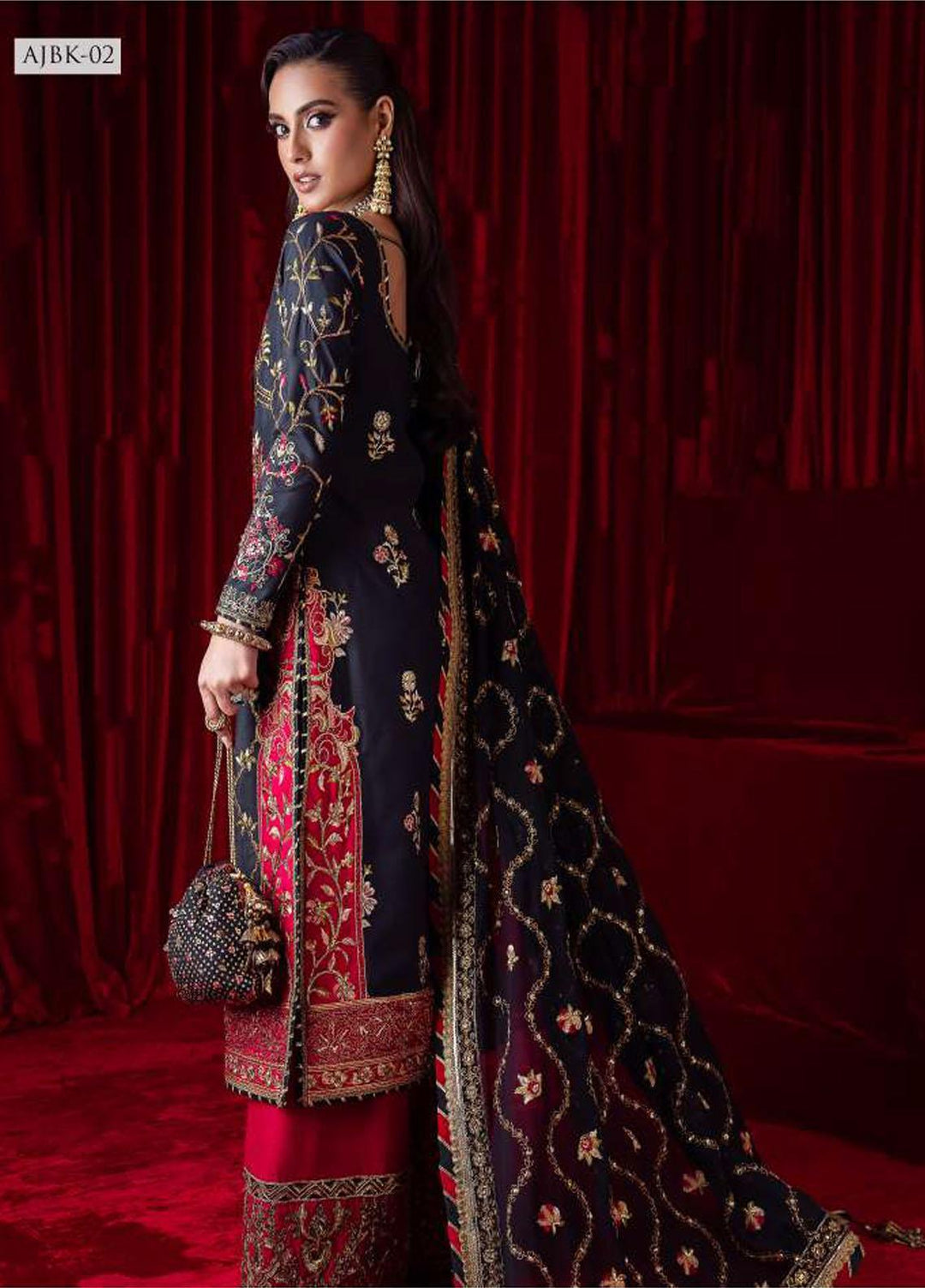 Bekhudi By Asim Jofa Embroidered Raw Silk Suits Unstitched 3 Piece AJ23B AJBK-02 - Luxury Collection
