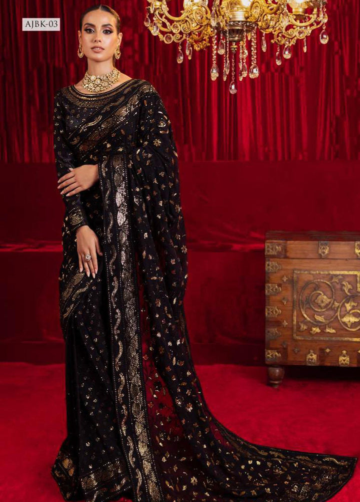 Bekhudi By Asim Jofa Embroidered Chiffon  Unstitched Saree AJ23B AJBK-03 - Luxury Collection
