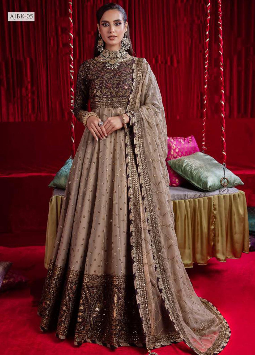 Bekhudi By Asim Jofa Embroidered Cotton Silk Suits Unstitched 3 Piece AJ23B AJBK-05 - Luxury Collection