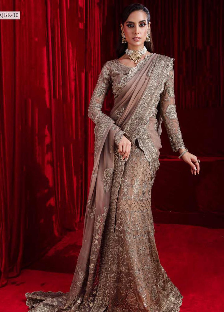 Bekhudi By Asim Jofa Embroidered Chiffon  Unstitched Saree AJ23B AJBK-10 - Luxury Collection