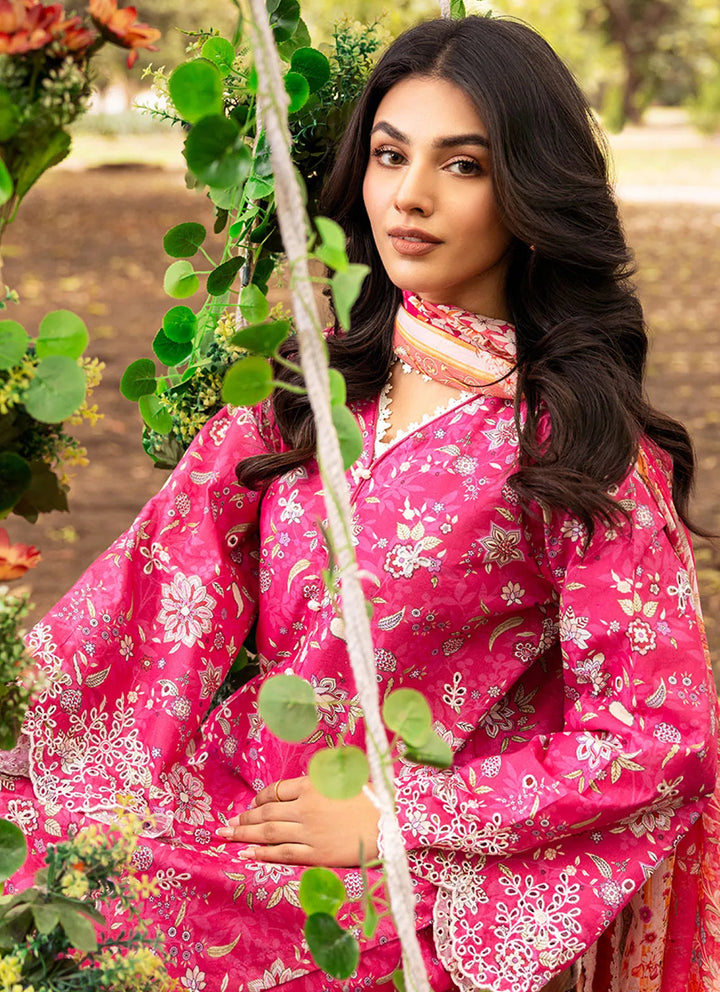 Bella By Fiona Embroidered Chikankari Suit Unstitched 3 Piece FO24B Begonia - Summer Collection