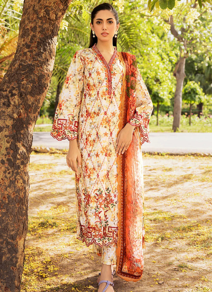 Bella By Fiona Embroidered Chikankari Suit Unstitched 3 Piece FO24B Gelsomino - Summer Collection