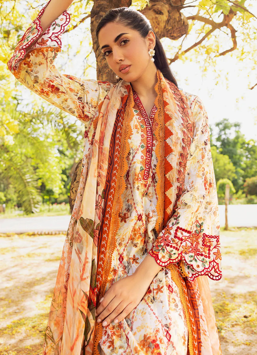 Bella By Fiona Embroidered Chikankari Suit Unstitched 3 Piece FO24B Gelsomino - Summer Collection