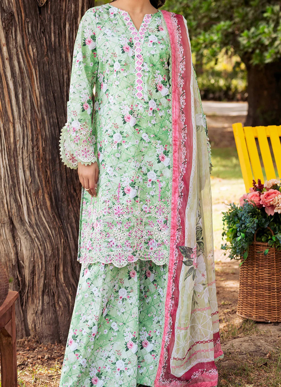 Bella By Fiona Embroidered Chikankari Suit Unstitched 3 Piece FO24B Giglio - Summer Collection