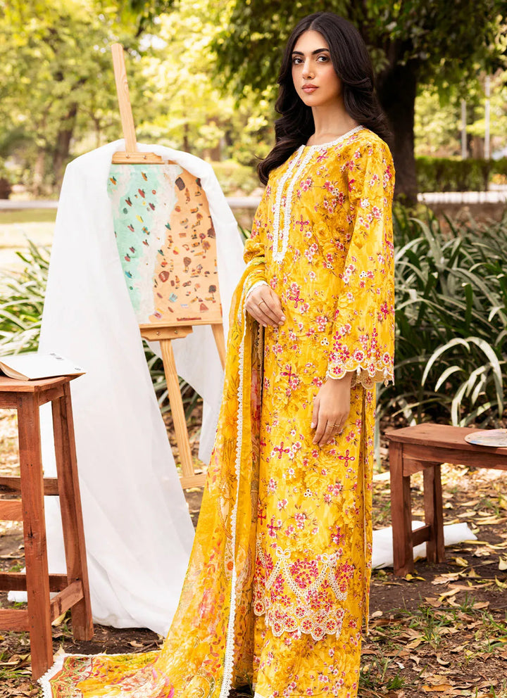 Bella By Fiona Embroidered Chikankari Suit Unstitched 3 Piece FO24B Girasole - Summer Collection