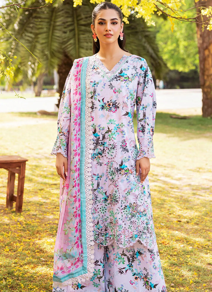 Bella By Fiona Embroidered Chikankari Suit Unstitched 3 Piece FO24B Lavanda - Summer Collection