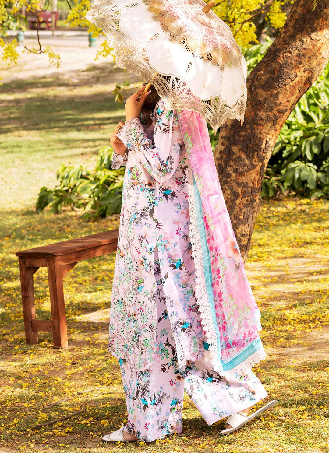 Bella By Fiona Embroidered Chikankari Suit Unstitched 3 Piece FO24B Lavanda - Summer Collection