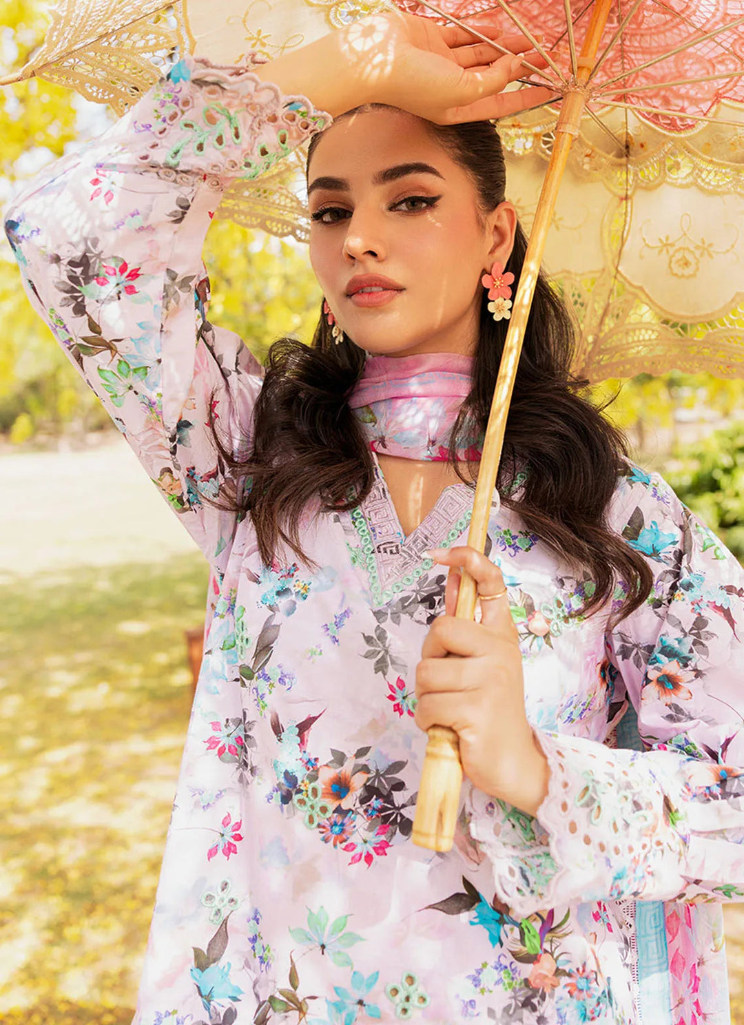 Bella By Fiona Embroidered Chikankari Suit Unstitched 3 Piece FO24B Lavanda - Summer Collection