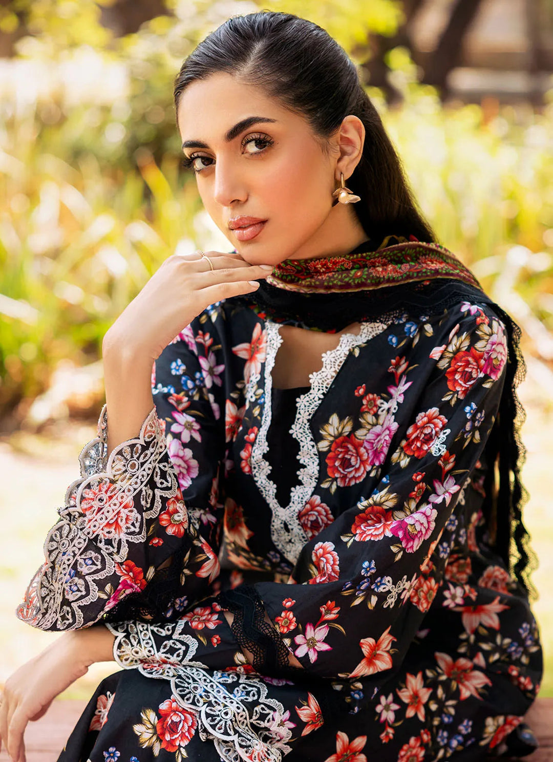 Bella By Fiona Embroidered Chikankari Suit Unstitched 3 Piece FO24B Papavero - Summer Collection