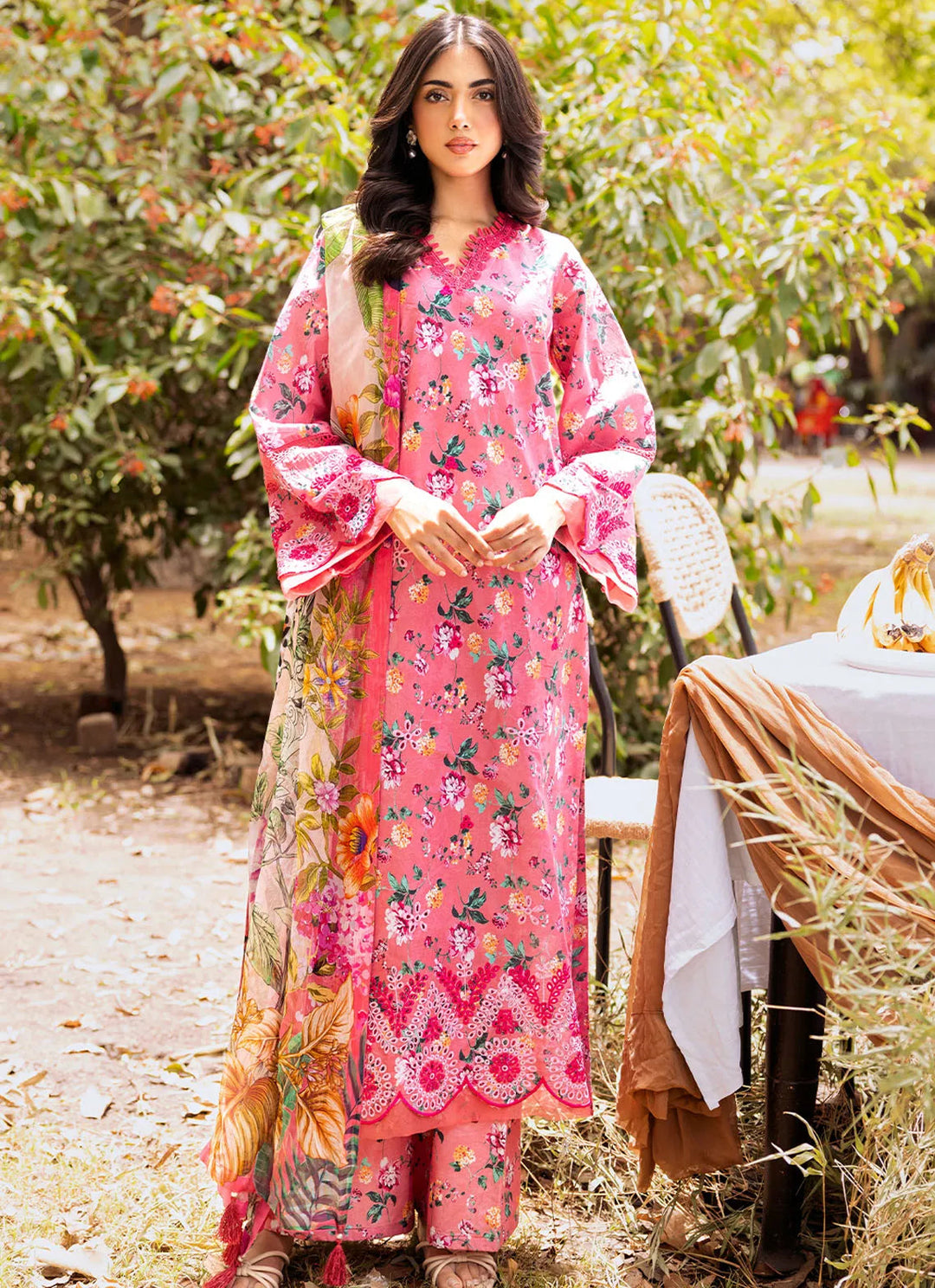 Bella By Fiona Embroidered Chikankari Suit Unstitched 3 Piece FO24B Peonia - Summer Collection