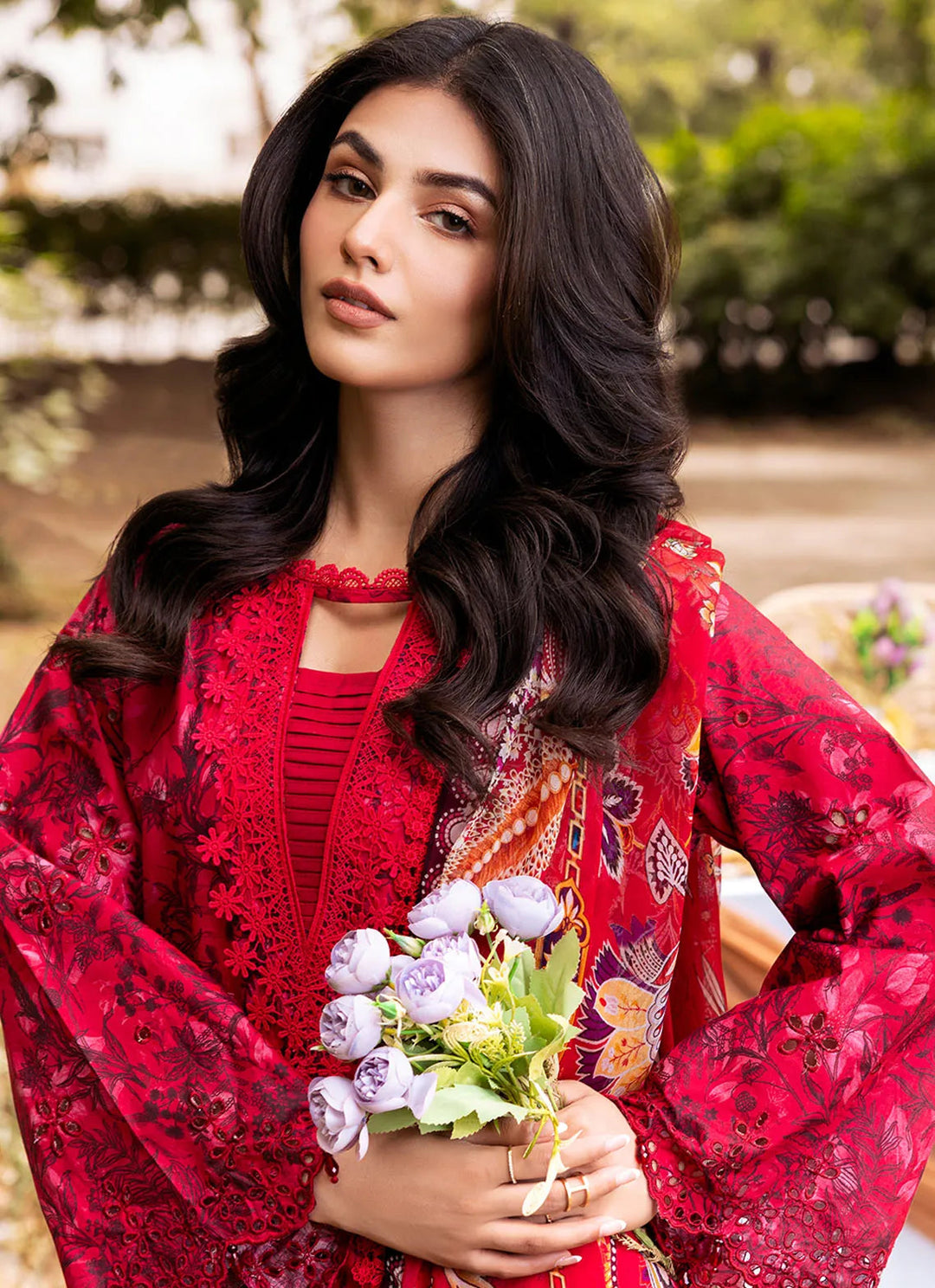 Bella By Fiona Embroidered Chikankari Suit Unstitched 3 Piece FO24B Rosa - Summer Collection