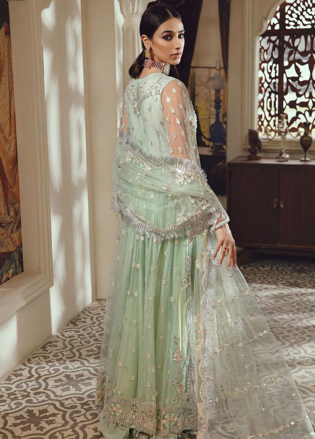 Belle Robe by Emaan Adeel Embroidered Net Suits Unstitched 3 Piece EA21BR BL-03 - Luxury Collection