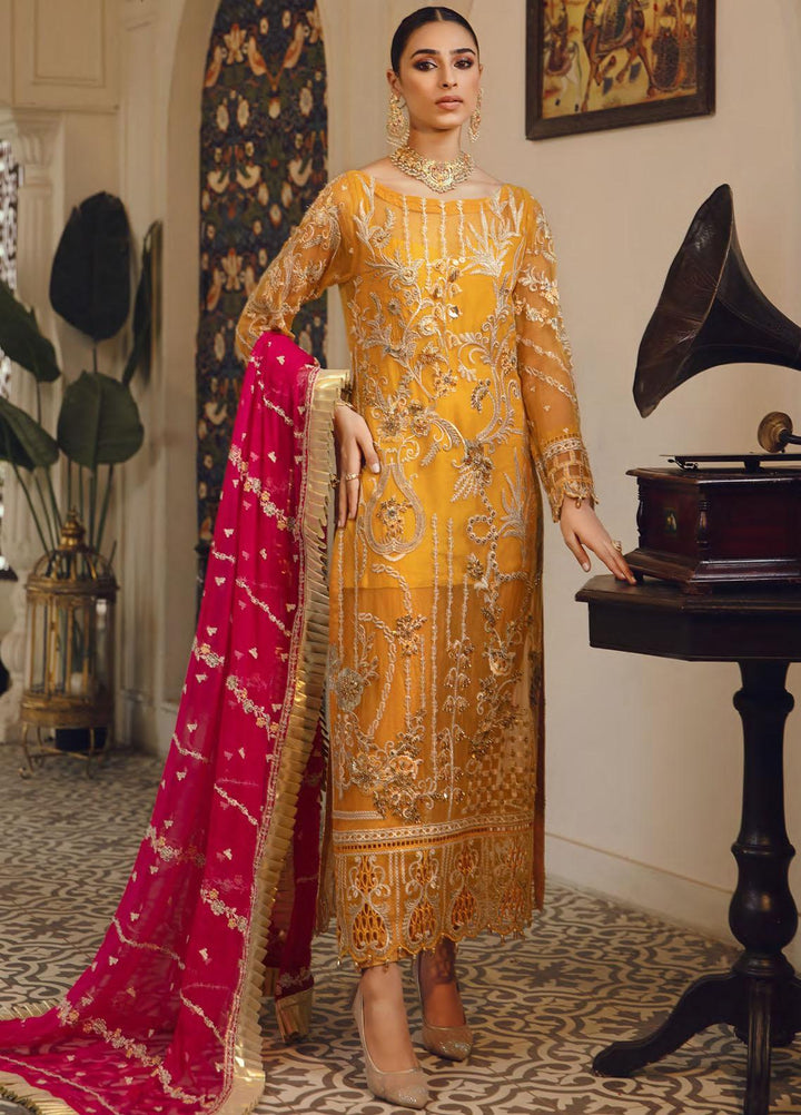 Belle Robe by Emaan Adeel Embroidered Chiffon Suits Unstitched 3 Piece EA21BR BL-09 - Luxury Collection